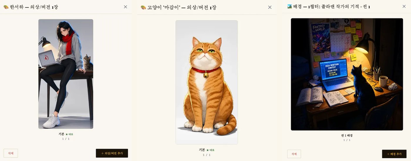 주인공 한서하, 고양이 마감이, 작업실 배경 마스터 이미지