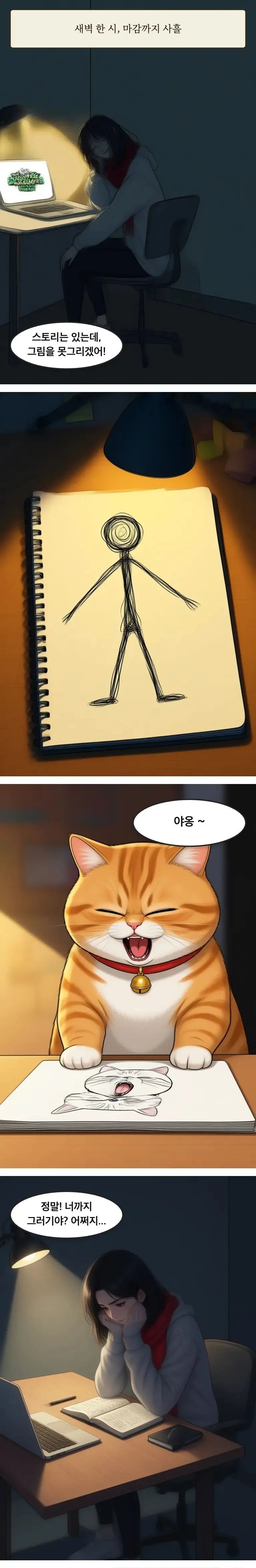 소설 한 장면으로 만든 8컷 세로형 AI 웹툰 예시
